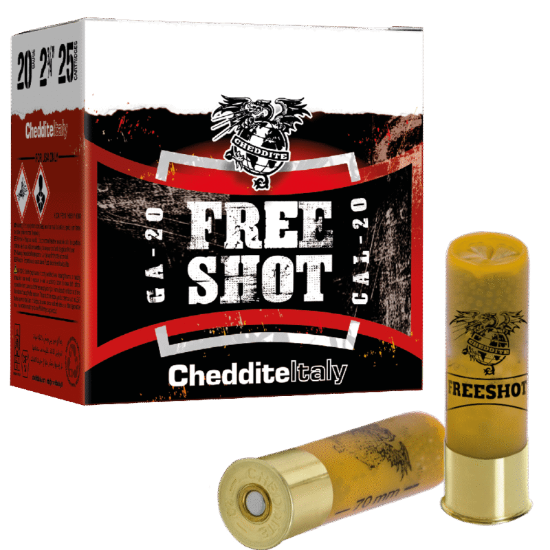 Cheddite Free Shot 26G Calibro 20 cartucce dispersanti da caccia 26 grammi