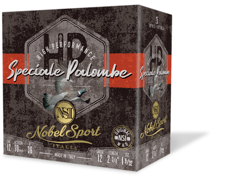 Nobel Sport Speciale Palombe 36G Calibro 12 cartuccia da caccia per colombaccio con piombo 5 e 7